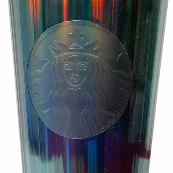 NWT Starbucks Ocean Kaleidoscope Iridescent Domed Lid Venti Cold Cup Blue Green - Picture 7 of 9